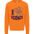 I Love Science Physics Chemistry Biology Geek Mens Sweatshirt Jumper Orange