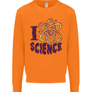 I Love Science Physics Chemistry Biology Geek Mens Sweatshirt Jumper Orange