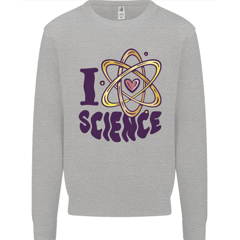 I Love Science Physics Chemistry Biology Geek Mens Sweatshirt Jumper Sports Grey