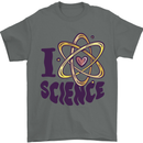 I Love Science Physics Chemistry Biology Geek Mens T-Shirt 100% Cotton Charcoal