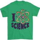 I Love Science Physics Chemistry Biology Geek Mens T-Shirt 100% Cotton Irish Green