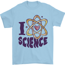 I Love Science Physics Chemistry Biology Geek Mens T-Shirt 100% Cotton Light Blue