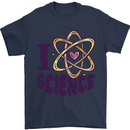 I Love Science Physics Chemistry Biology Geek Mens T-Shirt 100% Cotton Navy Blue
