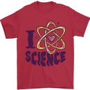 I Love Science Physics Chemistry Biology Geek Mens T-Shirt 100% Cotton Red