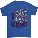 I Love Science Physics Chemistry Biology Geek Mens T-Shirt 100% Cotton Royal Blue
