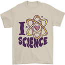 I Love Science Physics Chemistry Biology Geek Mens T-Shirt 100% Cotton Sand