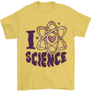 I Love Science Physics Chemistry Biology Geek Mens T-Shirt 100% Cotton Yellow