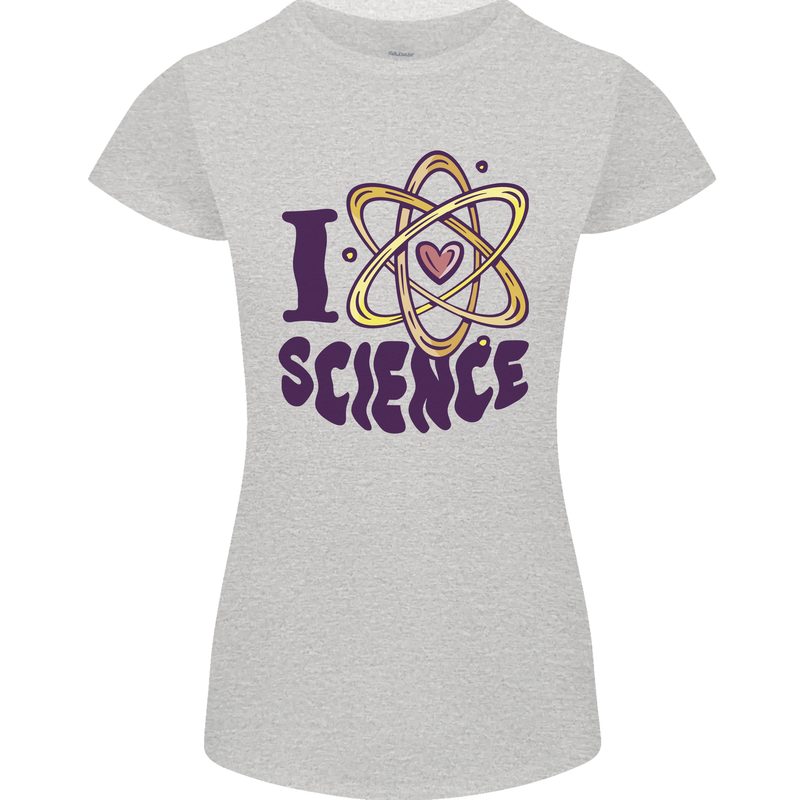 I Love Science Physics Chemistry Biology Geek Womens Petite Cut T-Shirt Sports Grey