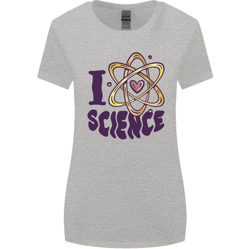 I Love Science Physics Chemistry Biology Geek Womens Wider Cut T-Shirt Sports Grey
