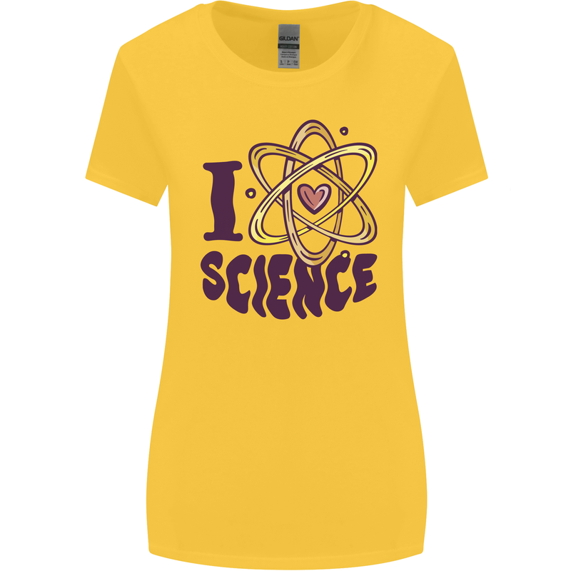 I Love Science Physics Chemistry Biology Geek Womens Wider Cut T-Shirt Yellow