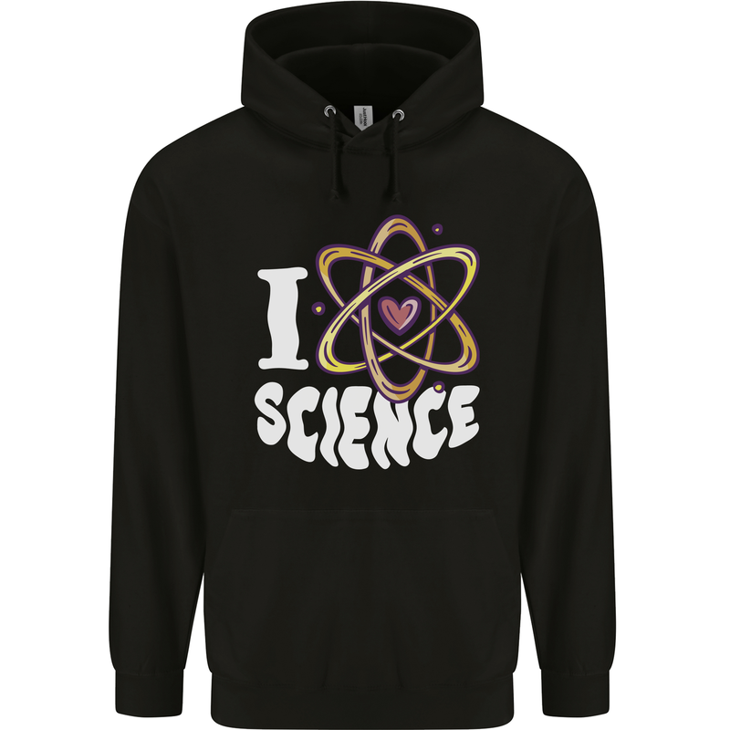 I Love Science Physics Chemistry Biology Nerd Childrens Kids Hoodie Black