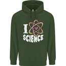 I Love Science Physics Chemistry Biology Nerd Childrens Kids Hoodie Forest Green
