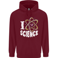 I Love Science Physics Chemistry Biology Nerd Childrens Kids Hoodie Maroon