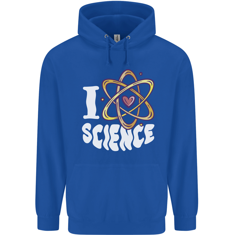 I Love Science Physics Chemistry Biology Nerd Childrens Kids Hoodie Royal Blue