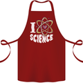 I Love Science Physics Chemistry Biology Nerd Cotton Apron 100% Organic Maroon