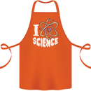 I Love Science Physics Chemistry Biology Nerd Cotton Apron 100% Organic Orange