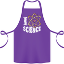 I Love Science Physics Chemistry Biology Nerd Cotton Apron 100% Organic Purple