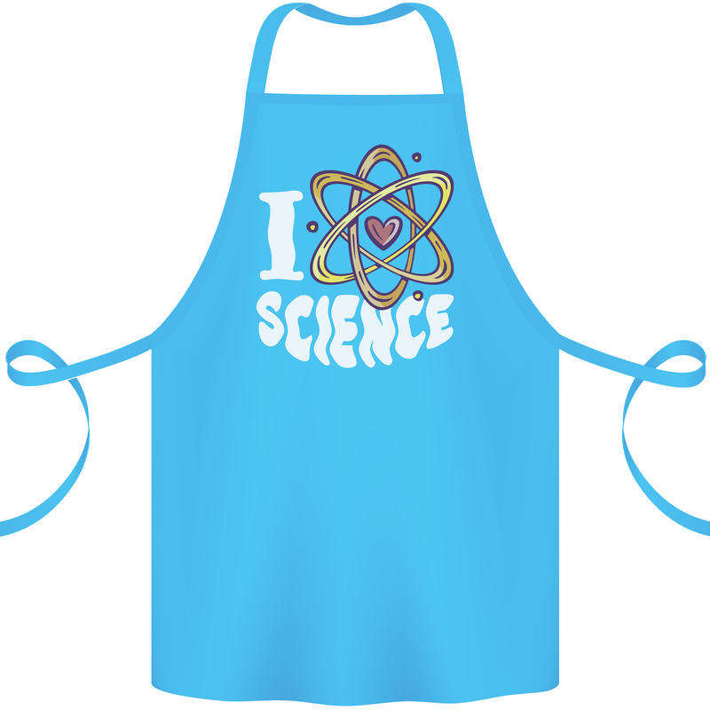 I Love Science Physics Chemistry Biology Nerd Cotton Apron 100% Organic Turquoise