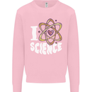 I Love Science Physics Chemistry Biology Nerd Kids Sweatshirt Jumper Light Pink
