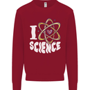 I Love Science Physics Chemistry Biology Nerd Kids Sweatshirt Jumper Red