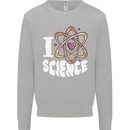 I Love Science Physics Chemistry Biology Nerd Kids Sweatshirt Jumper Sports Grey