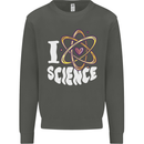 I Love Science Physics Chemistry Biology Nerd Kids Sweatshirt Jumper Storm Grey