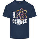 I Love Science Physics Chemistry Biology Nerd Kids T-Shirt Childrens Navy Blue