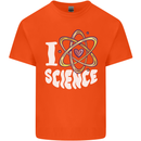 I Love Science Physics Chemistry Biology Nerd Kids T-Shirt Childrens Orange