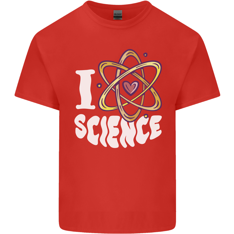 I Love Science Physics Chemistry Biology Nerd Kids T-Shirt Childrens Red