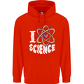 I Love Science Physics Chemistry Biology Nerd Mens 80% Cotton Hoodie Bright Red