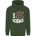 I Love Science Physics Chemistry Biology Nerd Mens 80% Cotton Hoodie Forest Green