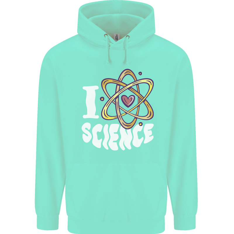 I Love Science Physics Chemistry Biology Nerd Mens 80% Cotton Hoodie Peppermint