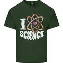 I Love Science Physics Chemistry Biology Nerd Mens Cotton T-Shirt Tee Top Forest Green