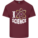 I Love Science Physics Chemistry Biology Nerd Mens Cotton T-Shirt Tee Top Maroon