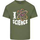 I Love Science Physics Chemistry Biology Nerd Mens Cotton T-Shirt Tee Top Military Green