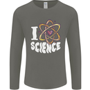 I Love Science Physics Chemistry Biology Nerd Mens Long Sleeve T-Shirt Charcoal