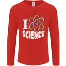 I Love Science Physics Chemistry Biology Nerd Mens Long Sleeve T-Shirt Red