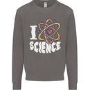 I Love Science Physics Chemistry Biology Nerd Mens Sweatshirt Jumper Charcoal