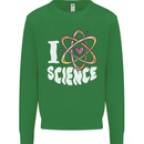 I Love Science Physics Chemistry Biology Nerd Mens Sweatshirt Jumper Irish Green