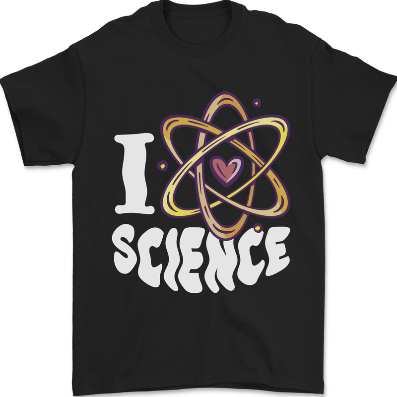 I Love Science Physics Chemistry Biology Nerd Mens T-Shirt 100% Cotton Black