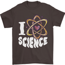 I Love Science Physics Chemistry Biology Nerd Mens T-Shirt 100% Cotton Dark Chocolate