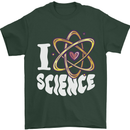 I Love Science Physics Chemistry Biology Nerd Mens T-Shirt 100% Cotton Forest Green