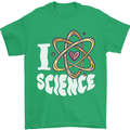 I Love Science Physics Chemistry Biology Nerd Mens T-Shirt 100% Cotton Irish Green