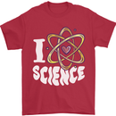 I Love Science Physics Chemistry Biology Nerd Mens T-Shirt 100% Cotton Red