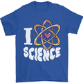 I Love Science Physics Chemistry Biology Nerd Mens T-Shirt 100% Cotton Royal Blue