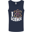 I Love Science Physics Chemistry Biology Nerd Mens Vest Tank Top Navy Blue