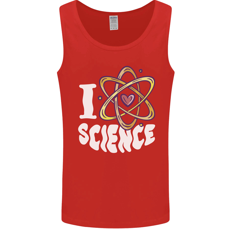 I Love Science Physics Chemistry Biology Nerd Mens Vest Tank Top Red