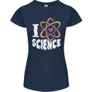 I Love Science Physics Chemistry Biology Nerd Womens Petite Cut T-Shirt Navy Blue