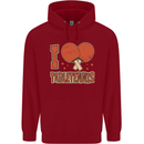 I Love Table Tennis Mens 80% Cotton Hoodie Red