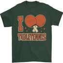 I Love Table Tennis Mens T-Shirt 100% Cotton Forest Green